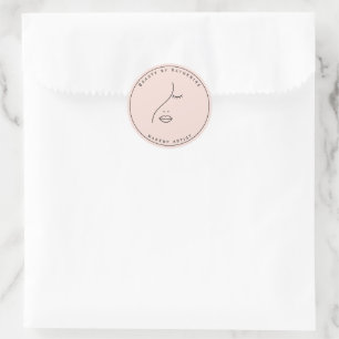 Modern Abstract Woman Beauty Face Logo Classic Round Sticker