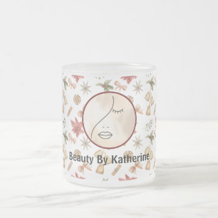Modern Abstract Woman Beauty Face Logo  Frosted Glass Coffee Mug