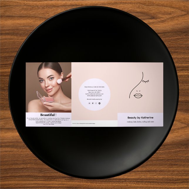 Modern Abstract Woman Beauty Face Logo Tri-Fold Card (Creator Uploaded)