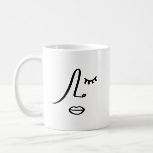 Modern Abstract Womans Face Minimalist Art Design Coffee Mug