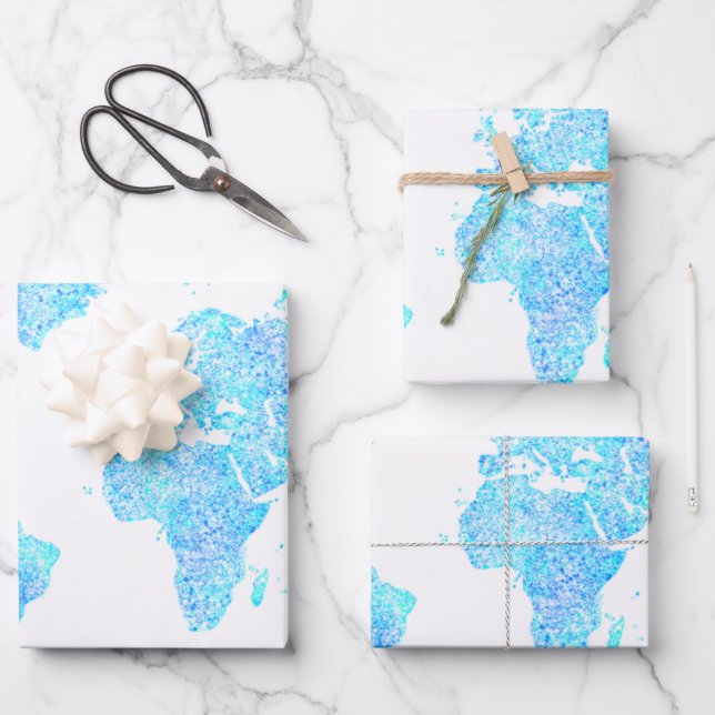 Modern abstract world map   wrapping paper sheets (Front)