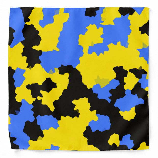 Modern Abstract Yellow Blue Black Pattern Design Bandana (Front)
