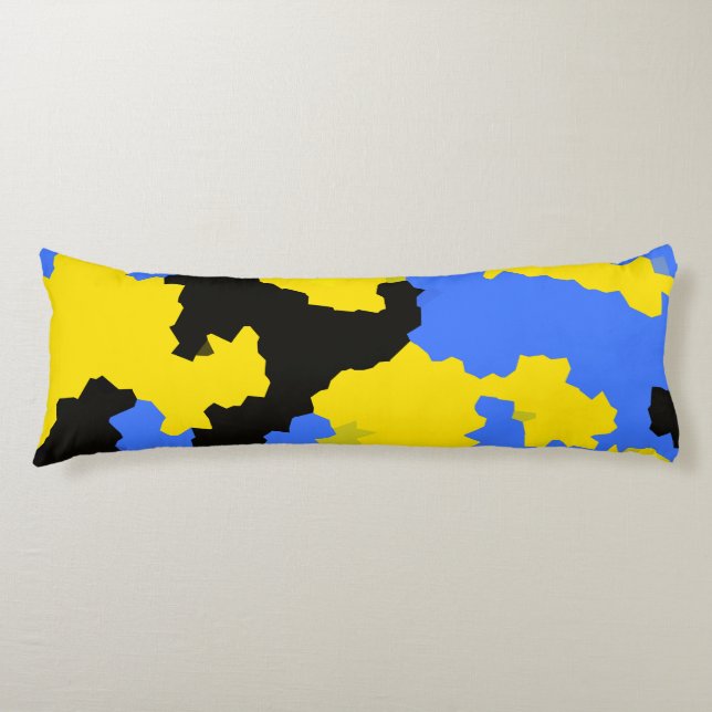 Modern Abstract Yellow Blue Black Pattern Design Body Pillow (Front)