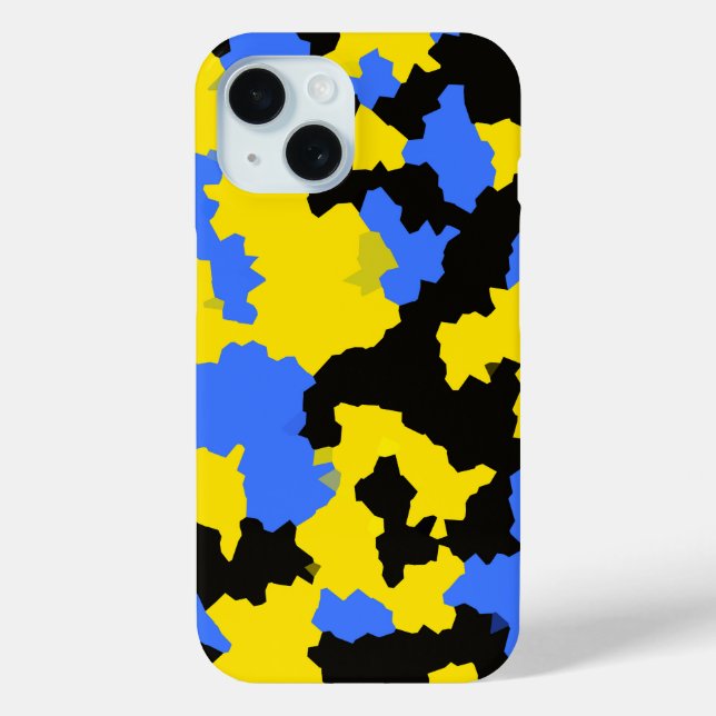 Modern Abstract Yellow Blue Black Pattern Design Case-Mate iPhone Case (Back)