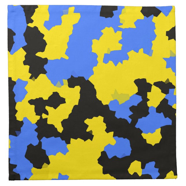 Modern Abstract Yellow Blue Black Pattern Design Cloth Napkin (Front)