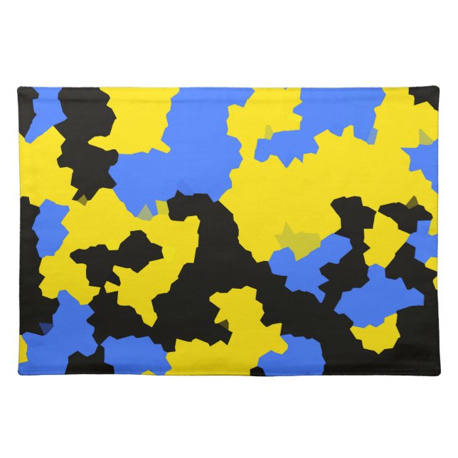 Modern Abstract Yellow Blue Black Pattern Design Cloth Placemat (Front)