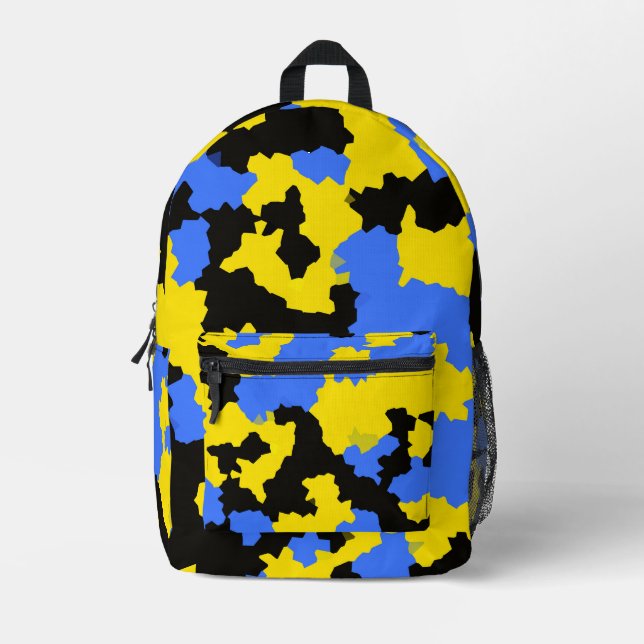 Modern Abstract Yellow Blue Black Pattern Design Printed Backpack (Front)