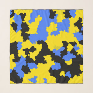 Modern Abstract Yellow Blue Black Pattern Design Scarf