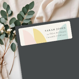 Modern Abstract Yellow Blush Aqua Blue Address Label