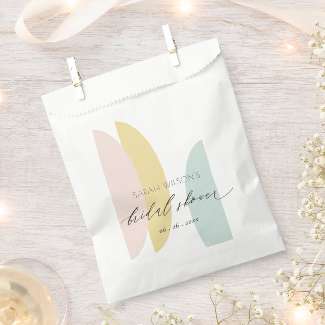 Modern Abstract Yellow Blush Aqua Bridal Shower Favor Bag (Clipped)