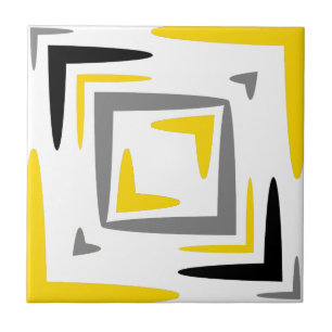 Modern Abstract Yellow Gray Ceramic Tile
