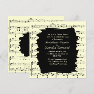 Modern Abstract Yellow Music Wedding Invitation