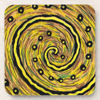 Modern Abstract Yellow Painting Beverage Coaster