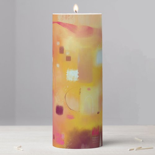 Modern Abstract Yellow Pillar Candle