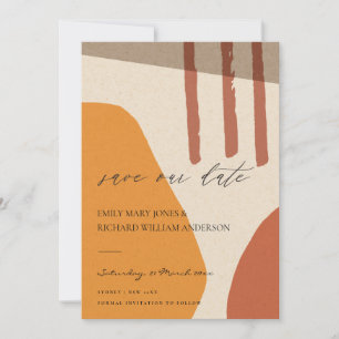 MODERN ABSTRACT YELLOW RUST KRAFT ARTISTIC ART SAVE THE DATE