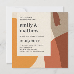 MODERN ABSTRACT YELLOW TERRACOTTA ART ENGAGEMENT INVITATION