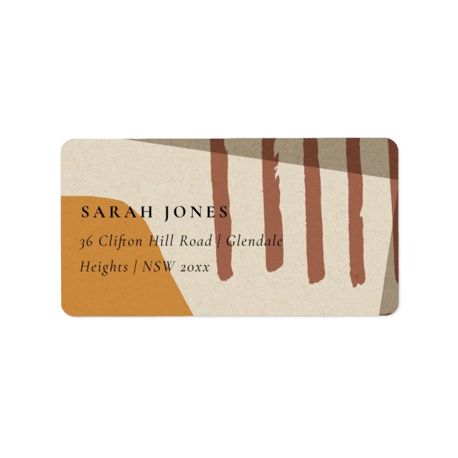 MODERN ABSTRACT YELLOW TERRACOTTA ARTISTIC ADDRESS LABEL (Front)