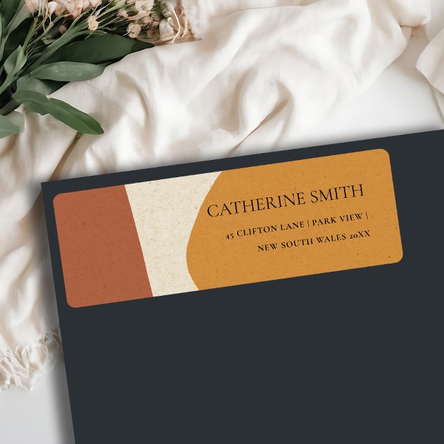 MODERN ABSTRACT YELLOW TERRACOTTA ARTISTIC ADDRESS LABEL (Creator Uploaded)