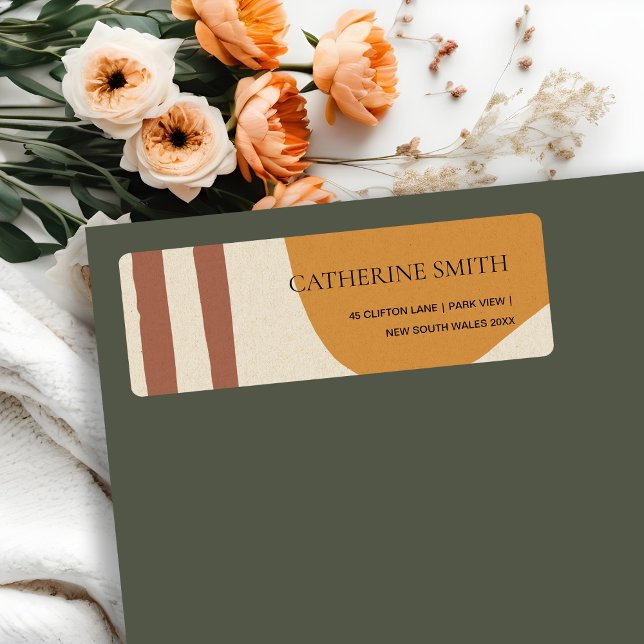 MODERN ABSTRACT YELLOW TERRACOTTA ARTISTIC ADDRESS LABEL (Creator Uploaded)