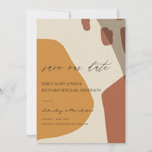 MODERN ABSTRACT YELLOW TERRACOTTA ARTISTIC ART SAVE THE DATE