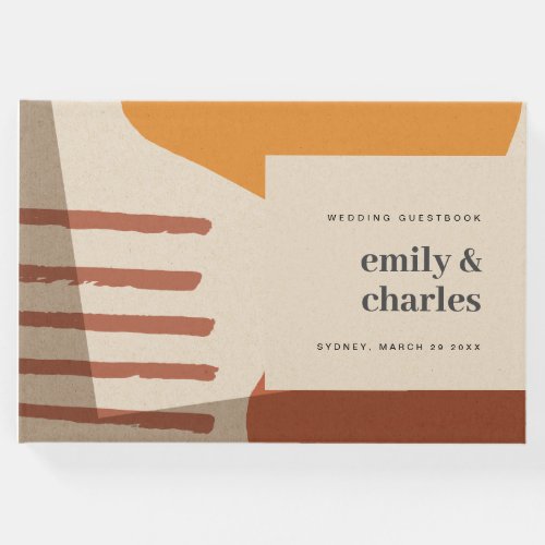 MODERN ABSTRACT YELLOW TERRACOTTA ARTISTIC WEDDING GUEST BOOK