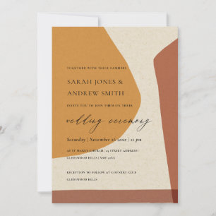 MODERN ABSTRACT YELLOW TERRACOTTA ARTISTIC WEDDING INVITATION