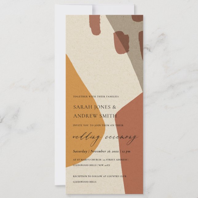 MODERN ABSTRACT YELLOW TERRACOTTA ARTISTIC WEDDING INVITATION (Front)