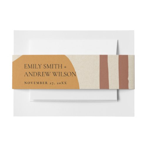 MODERN ABSTRACT YELLOW TERRACOTTA ARTISTIC WEDDING INVITATION BELLY BAND