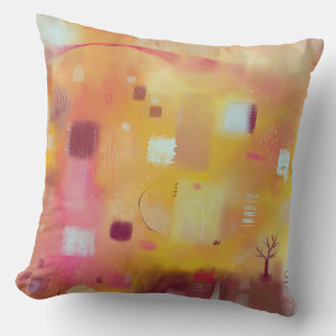 Modern Abstract Yellow Throw Pillow