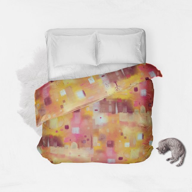 Modern Abstract Yellow Watercolor Art Duvet Cover (Creator Uploaded)