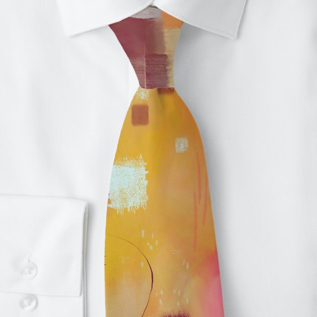 Modern Abstract Yellow Watercolor Art Neck Tie (Modern yellow ochre abstract unique neck tie)