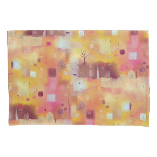 Modern Abstract Yellow Watercolor Art Pillow Case (Front-Left)