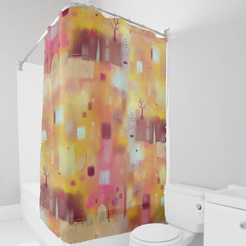 Modern Abstract Yellow Watercolor Art Shower Curtain