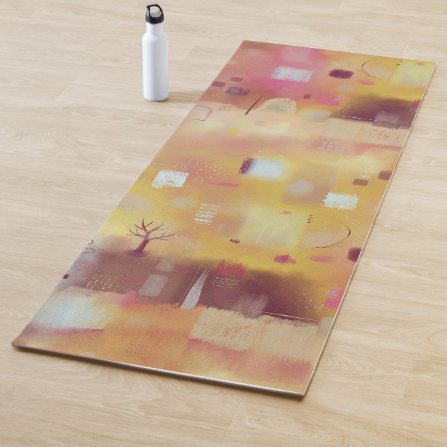 Modern Abstract Yellow Yoga Mat (In Situ)