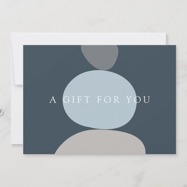 Modern Abstract Zen Stones Blue Logo Gift Card (Front)