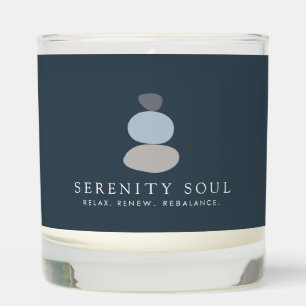 Modern Abstract Zen Stones Blue Logo Scented Candle