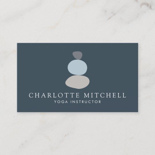 Modern Abstract Zen Stones Blue Logo Yoga Massage Business Card