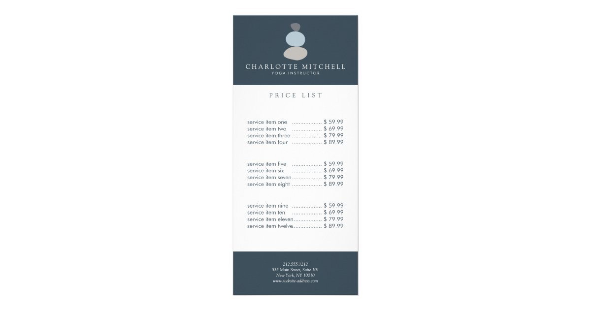 Modern Abstract Zen Stones Blue Logo Yoga Massage Rack Card Zazzle Com