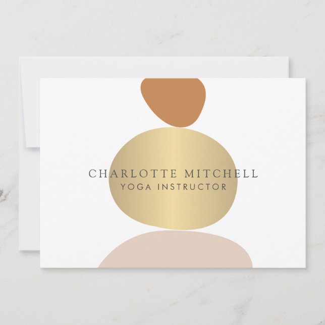 Modern Abstract Zen Stones Gold Logo Note Card (Front)