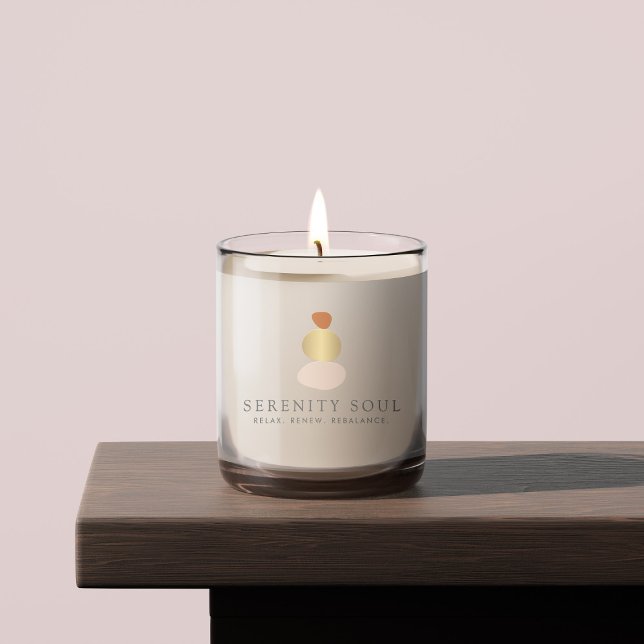 Modern Abstract Zen Stones Gold Logo Scented Candle (Creator Uploaded)