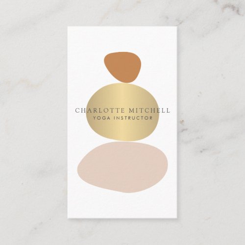 Modern Abstract Zen Stones Gold Logo Yoga Massage Business Card