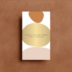 Modern Abstract Zen Stones Gold Logo Yoga, Massage Business Card