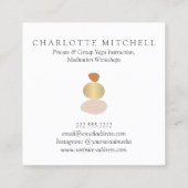 Modern Abstract Zen Stones Gold Logo Yoga, Massage Square Business Card (Back)