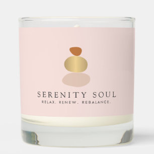 Modern Abstract Zen Stones Gold/Pink Logo Scented Candle