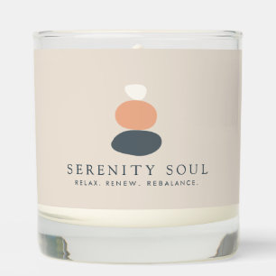 Modern Abstract Zen Stones Peach/Blue Logo Scented Candle