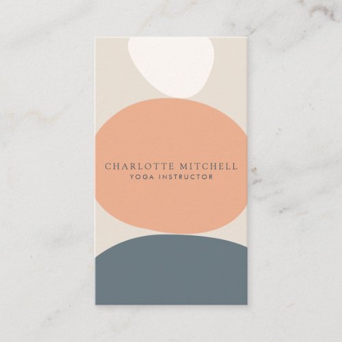 Modern Abstract Zen Stones Peach/Blue Logo Yoga Business Card