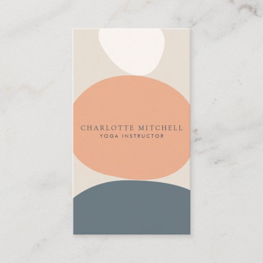 Customizable Modern Abstract Zen Stones Peach/Blue Logo Yoga Business Card