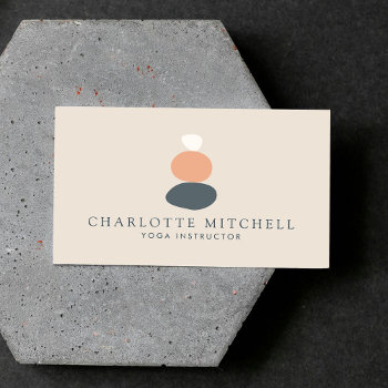 Modern Abstract Zen Stones Peach/blue Logo Yoga Business Card by 1201am at Zazzle