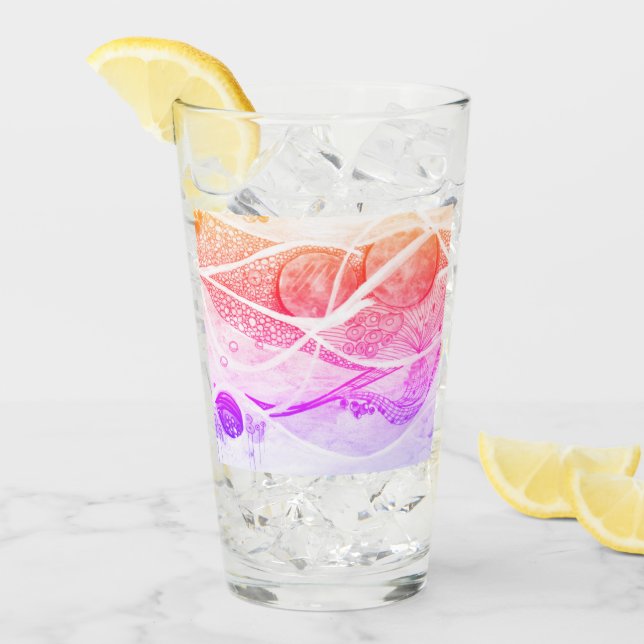 Modern Abstraction Black and Pink Planets Space Glass (Front Ice)