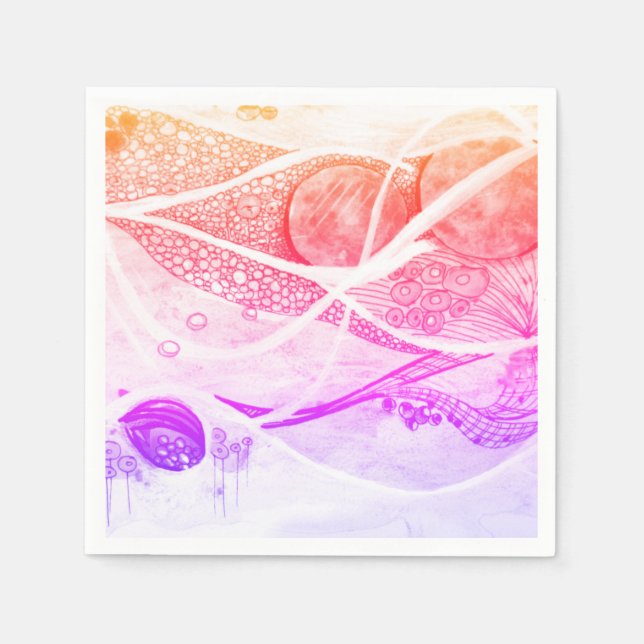 Modern Abstraction Black and Pink Planets Space Napkins (Front)